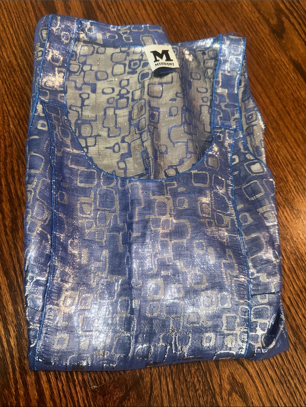 MISSONI Blue Geometric Shimmer Tank Top. All my listings $6 shipping.